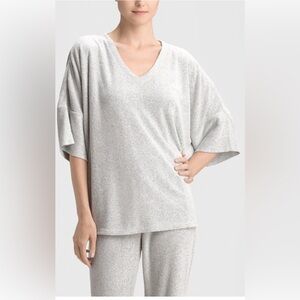 NEW! Natori Everywhere Gray V-Neck Short Sleeve Kimono Top Large